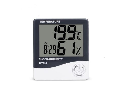 Digitális hőmérő és páramérő, LCD kijelző, idő, hőmérséklet és páratartalom egyidejű megjelenítése, falra vagy asztalra